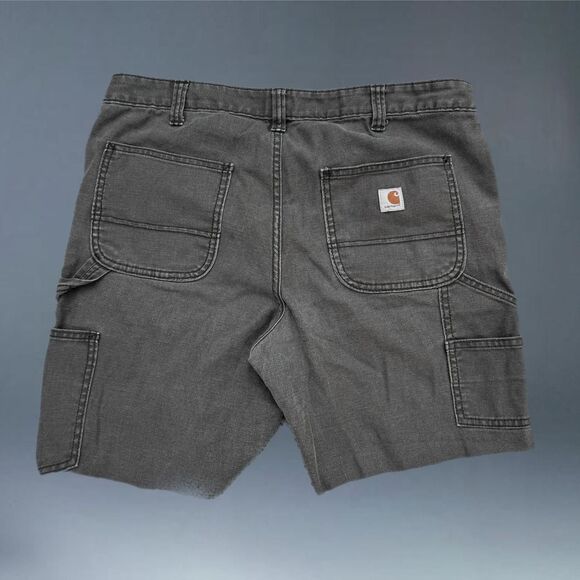 Carhartt Slim Fit Cargo Raw Hem Shorts Green Canvas Workwear Mens 12 Regular - Picture 5 of 7